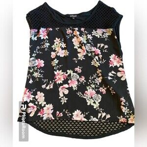 EXPRESS Floral Blouse with Mesh Details